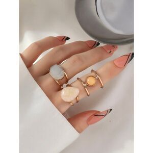 Elegant Geometric Ring Set for Women Trendy Fashion Jewelry Gift for Holidays